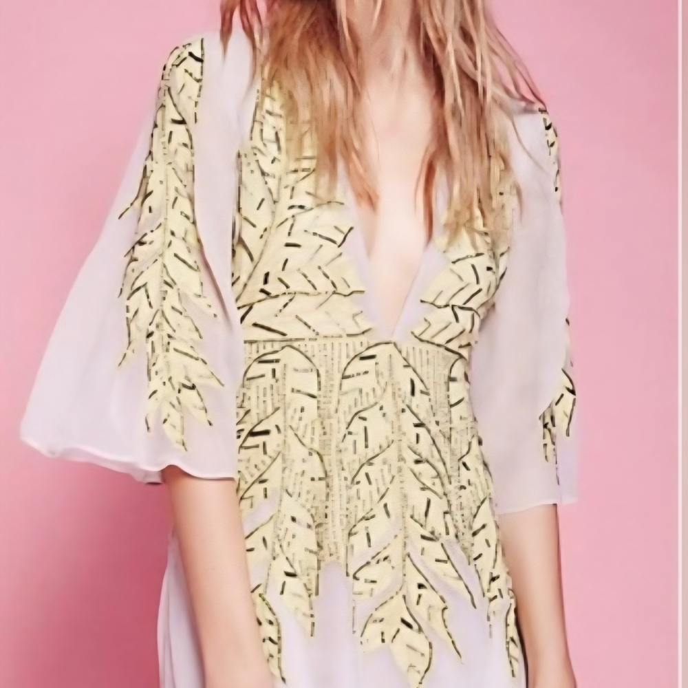 Free People Pink And Green Mini Dress. Size L